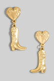 Western Heart And Cowboy Boots Dangle Earrings