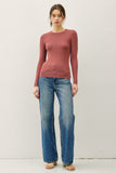 Core Ribbed Knit Top (Marsala)