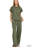Lounge Club Tee & Pants Set (Dark Olive)