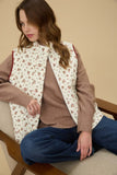 Floral Quilted Zip-Up Puffer Vest (Cream)