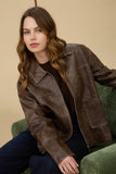 Presley Faux Leather Jacket (Brown)