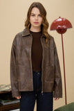 Presley Faux Leather Jacket (Brown)