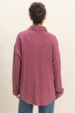 Stonewash Drift Shacket (Dark Cherry)
