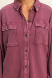 Stonewash Drift Shacket (Dark Cherry)
