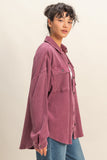 Stonewash Drift Shacket (Dark Cherry)