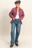 Stonewash Drift Shacket (Dark Cherry)
