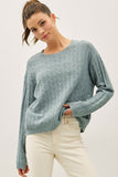 Studio Cable Knit Sweater (Retro Blue)