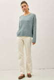 Studio Cable Knit Sweater (Retro Blue)