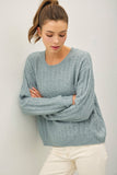Studio Cable Knit Sweater (Retro Blue)