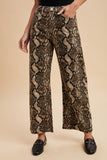 Stretch Snake Animal Printed Barrel Leg Crop Jean