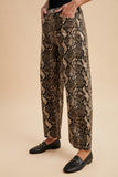 Stretch Snake Animal Printed Barrel Leg Crop Jean
