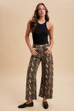 Stretch Snake Animal Printed Barrel Leg Crop Jean