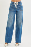 High Rise Waistband Tie Jeans