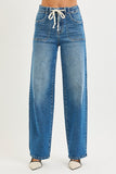 High Rise Waistband Tie Jeans