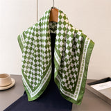 Green Checker Silky Scarf