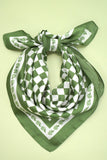 Green Checker Silky Scarf