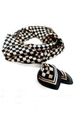 Silky Checker Bandana Scarf (Brown)