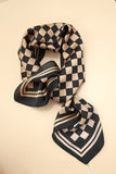 Silky Checker Bandana Scarf (Brown)