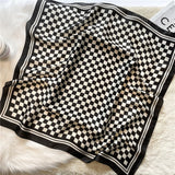 Silky Checker Bandana Scarf (Black)