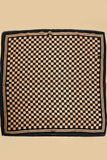 Silky Checker Bandana Scarf (Brown)