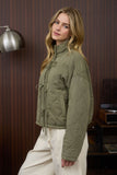 Quilted Tie Puffer Jacket (Olive)