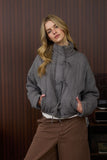 Quilted Tie Puffer Jacket ( Charcoal)