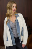 Knit Denim trim jacket