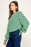 Chunky Wander Stripe Knit (Off White/Kelly Green)
