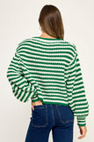 Chunky Wander Stripe Knit (Off White/Kelly Green)