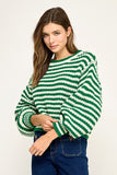Chunky Wander Stripe Knit (Off White/Kelly Green)
