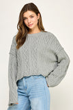 Cider Season Cable Knit Sweater (H Grey)