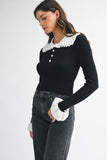 Petal Trim Contrast Knit (Black)