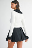 Petal Trim Contrast Knit (Off White)