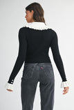 Petal Trim Contrast Knit (Black)