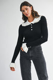 Petal Trim Contrast Knit (Black)