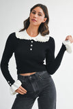 Petal Trim Contrast Knit (Black)