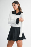 Petal Trim Contrast Knit (Off White)