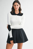 Petal Trim Contrast Knit (Off White)