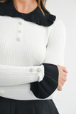Petal Trim Contrast Knit (Off White)