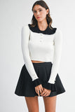 Petal Trim Contrast Knit (Off White)