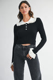 Petal Trim Contrast Knit (Black)