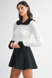 Petal Trim Contrast Knit (Off White)
