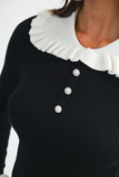 Petal Trim Contrast Knit (Black)