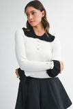 Petal Trim Contrast Knit (Off White)