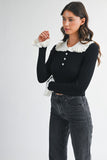 Petal Trim Contrast Knit (Black)