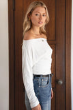 Marcelle Off-Shoulder Long Sleeve Top (White)