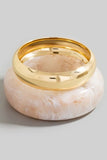 Thick Marble Resin Metallic Bangle Bracelet Set