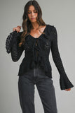 Romance Ruffle Tie Top (Black)