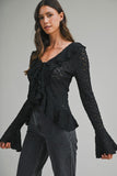 Romance Ruffle Tie Top (Black)