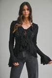Romance Ruffle Tie Top (Black)